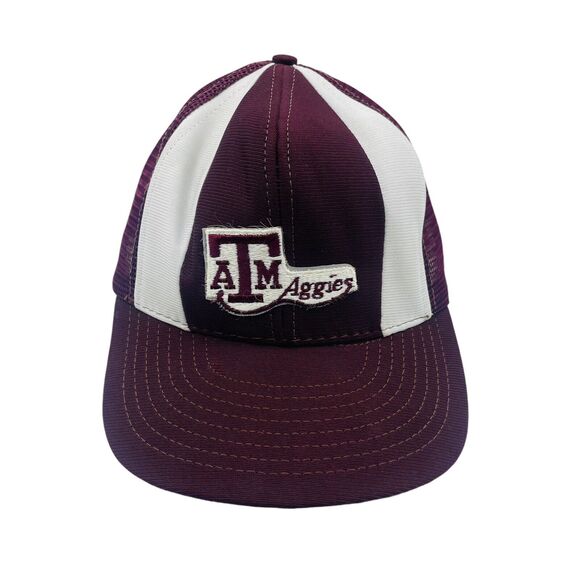 Vintage Texas A&M Aggies Maroon White Snapback Trucker Hat Made In USA Large XL - Picture 1 of 5